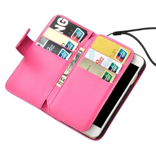 iPhone 8 Housse Etui Cuir PU Magenta Texturé Fenêtre ALS40997