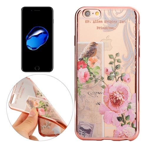 iPhone 8 Coque Protection TPU Fleurs Oiseaux Electroplating ALS41157