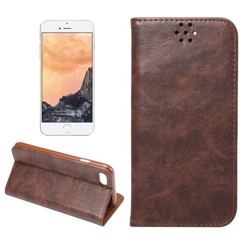 iPhone 8 Coque housse Cuir PU Marron Texture Peau ALS41209