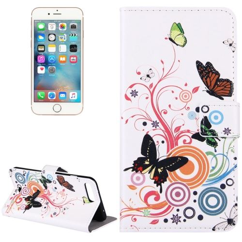 iPhone 8 Plus Coque housse Cuir PU Blanc papillon ALS41326