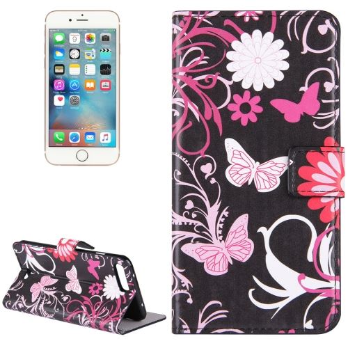 iPhone 8 Plus Coque housse Cuir PU Rose papillon ALS41329