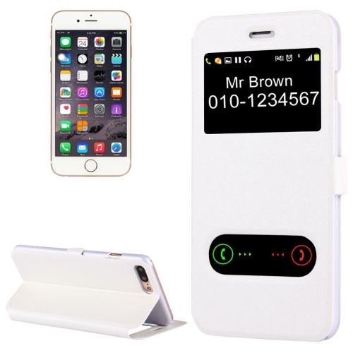 iPhone 8 Plus Housse Etui Cuir PU Blanc Horizontal ALS41346
