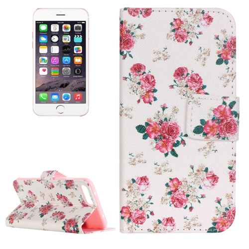 iPhone 8 Plus Coque housse Cuir PU Rose Fleurs Vieilli ALS41361