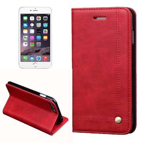 iPhone 8 Plus Coque housse Cuir PU Rouge Texture Peau ALS41366
