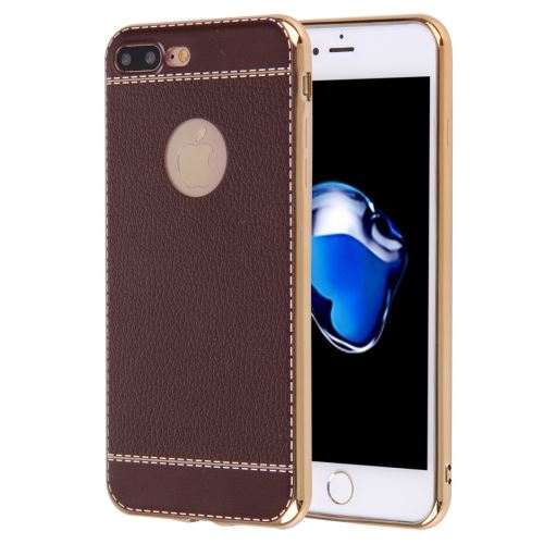 iPhone 8 Plus Coque Protection TPU Café Texture Litchi ALS41438