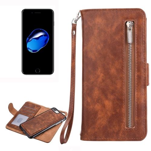 iPhone 8 Plus Housse Etui Cuir PU Marron Texture Peau ALS41482