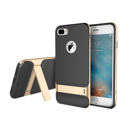 iPhone 8 Plus Coque Protection Plastique Doré Combinaison Effet Brossé avec Support 7 ALS41502