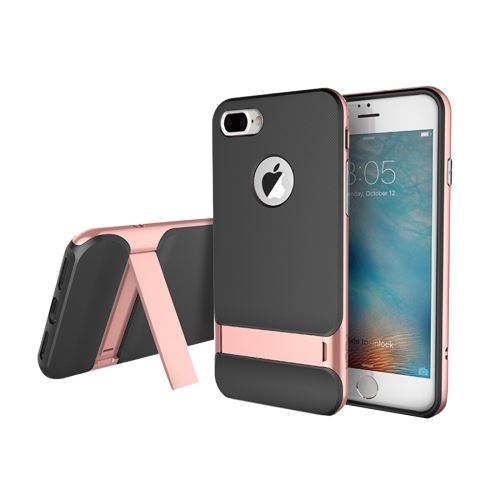 iPhone 8 Plus Coque Protection Plastique Rose Combinaison Effet Brossé avec Support ALS41505