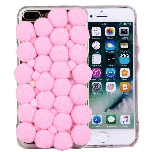 iPhone 8 Plus Coque Protection TPU Rose Effet Pompons D ALS41582