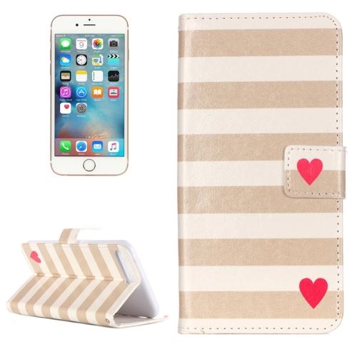 iPhone 8 Plus Housse Etui Cuir PU Blanc Coeur ALS41662