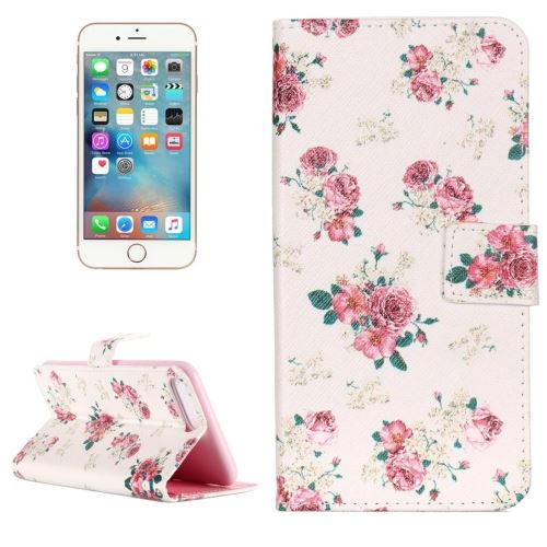 iPhone 8 Plus Housse Etui Cuir PU Rose Fleurs Vieilli ALS41673