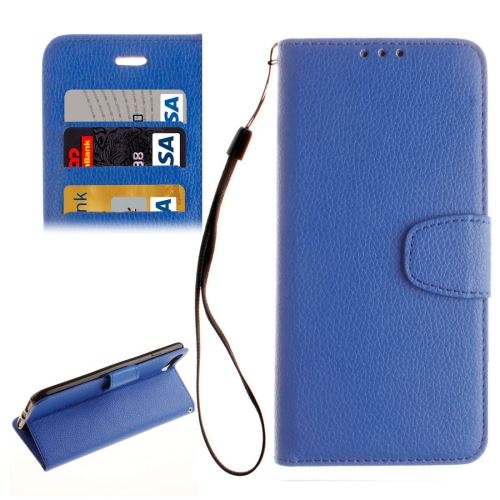 iPhone 8 Plus Housse Etui Cuir PU Bleu Texture Litchi ALS41782