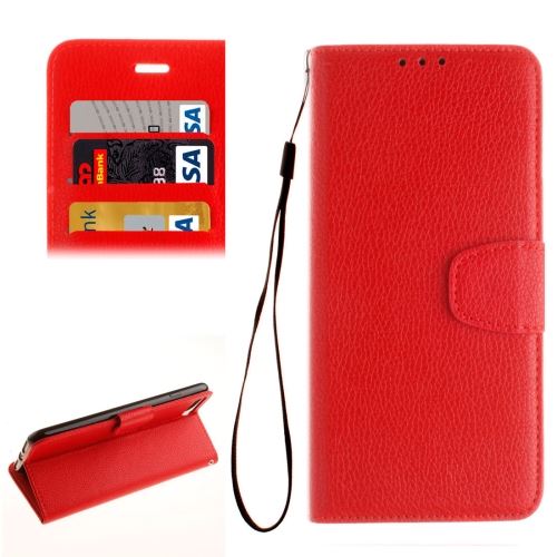 iPhone 8 Plus Housse Etui Cuir PU Rouge Texture Litchi ALS41785