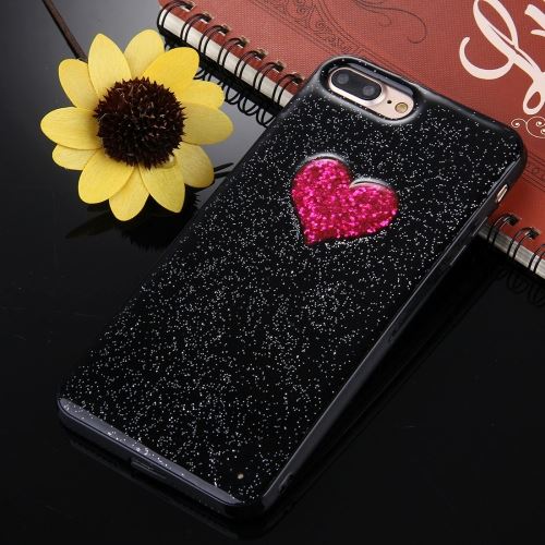 iPhone 8 Plus Coque Protection TPU Noir cœur effet brillant ALS41893