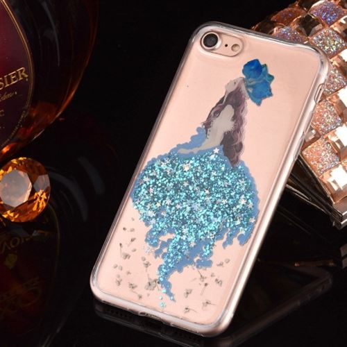 iPhone 8 Plus Coque Protection TPU Bleu Danseuse Fleurs Etoiles Brillante ALS43023