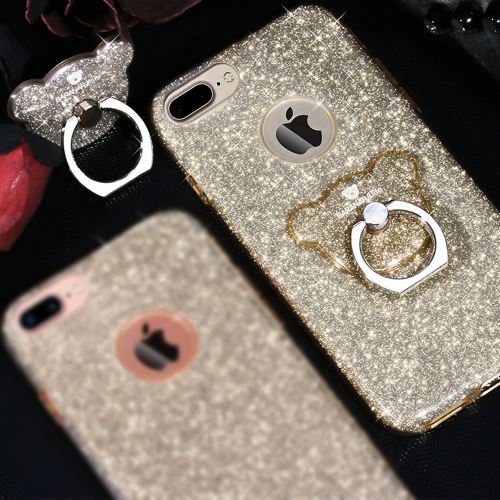 iPhone 8 Plus Coque Protection TPU Doré Ourson Paillettes Brillant ALS43068