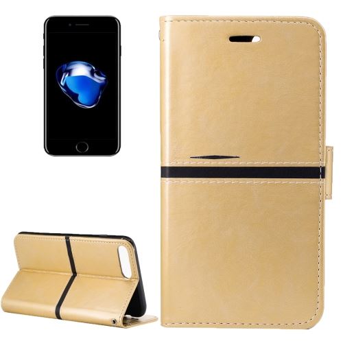 iPhone 8 Plus Housse Etui Cuir PU Doré Texture Peau ALS43103