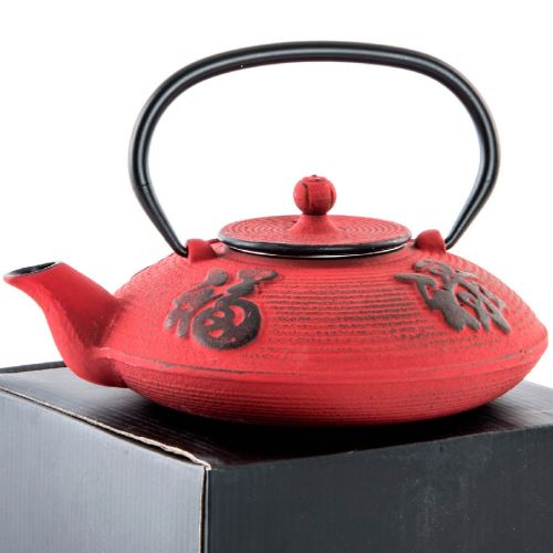 Théière Japonaise Rouge patinée en fonte 0.8 Litre