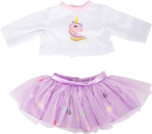 Small Foot ensemble robe de poupée jupe et chemise 35-45 cm coton rose/blanc