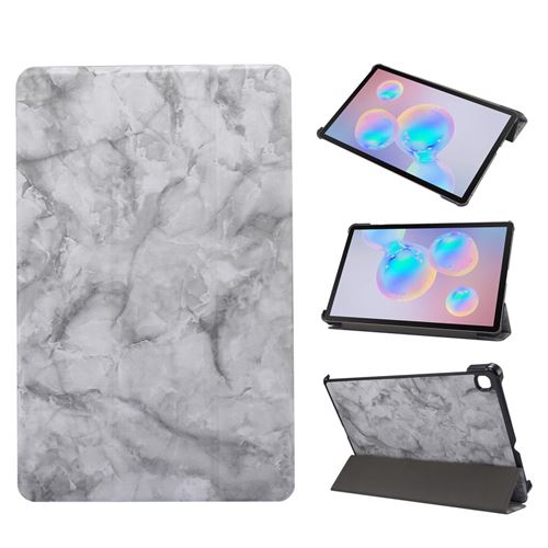 Etui en PU motif de marbre avec support tri-pliure gris pour votre Samsung Galaxy Tab S6 Lite P610/P615