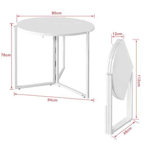 Sobuy Table A Manger De Haute Qualite Ronde Pliante Design Blanc