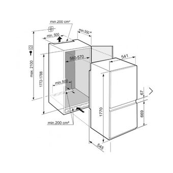 Réfrigérateur combiné 264L Froid Brassé LIEBHERR 56cm E, ICSE1783