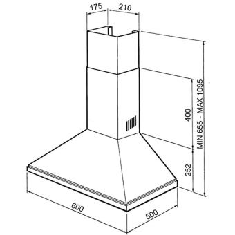 Smeg KSED65XE - Hotte - hotte décorative - largeur : 60 cm - profondeur : 50 cm - evacuation & recyclage - acier inoxydable