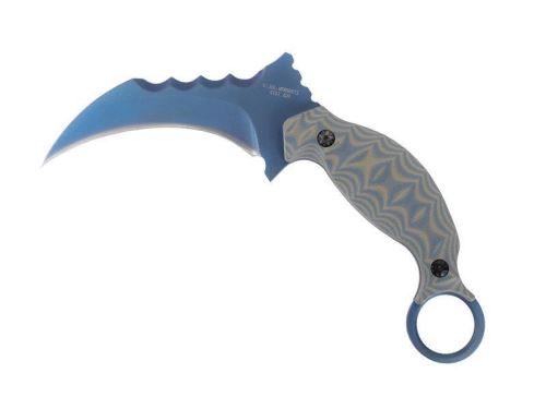 herbertz - 577211 - poignard/griffe herbertz g10 marron/bleu 11cm inox bleu