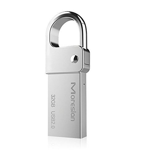 Clé USB 32 Go avec Crochet Porte Clef en Aluminium Flash Drive Etanche Stick USB Idéal pour Attacher Pen Drive Mémoire Haute Vitesse