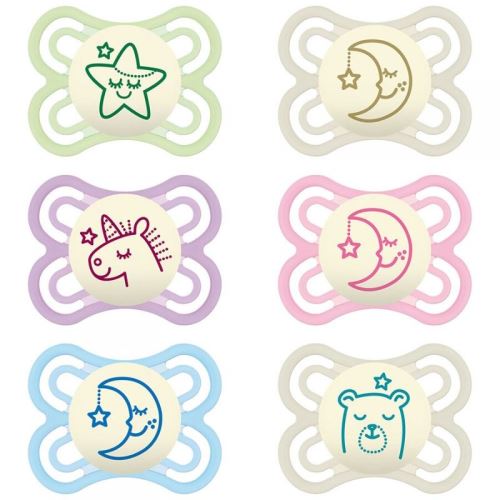 Lot de 2 sucettes perfect nuit 0-6 mois rose - mam