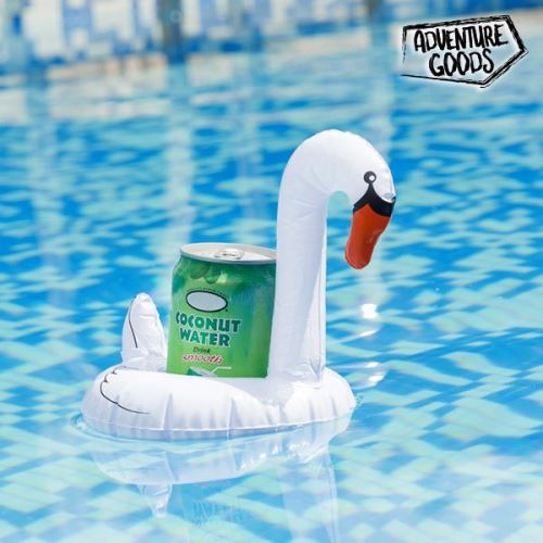 Porte-canettes gonflable en forme de cygne - Porte boisson mer plage et piscine