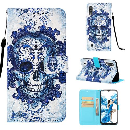Etui en PU impression de motifs crâne fleuri pour votre Samsung Galaxy M10