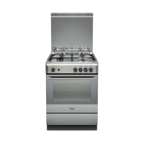 Hotpoint Ariston H6GGC1E (X) /FR - Cuisinière - pose libre - largeur : 60 cm - profondeur : 60 cm - hauteur : 85 cm - avec système auto-nettoyant - acier inoxydable