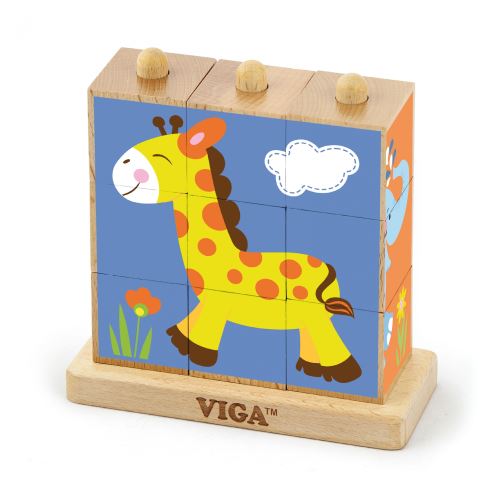 Viga Toys block puzzle animaux sauvages 9 blocs