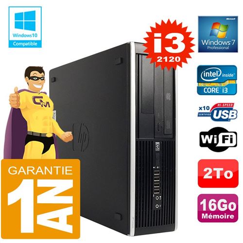 Pc hp compaq 8300 sff core i3-2120 ram 16go disque 2 to graveur dvd wifi w7 État correct - Hewlett-Packard reconditionné disponible sur Fnac