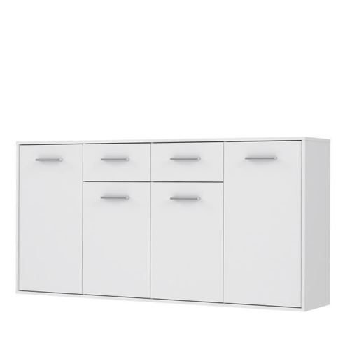 Pilvi Buffet Bas 4 Portes 4 Tiroirs - Blanc Mat - L 162,3 X P 34,2 X H 88,1 Cm