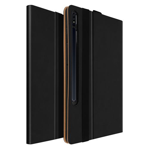 Housse pour Samsung Galaxy Tab S7 11.0 Cuir Satiné Porte cartes Fonction Support Noir
