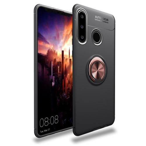 Coque en TPU béquille anneau de doigt noir/rose or pour votre Huawei P30 Lite