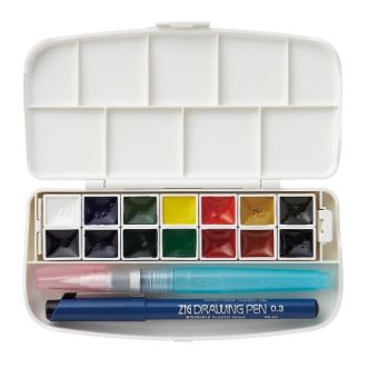 Boîte De Peinture Aquarelle Pelikan 725 D/24 – 24 Couleurs De Haute Qualité, 2 Gobelets à Eau, Palette De Mélange, Couvercle Amovible – Made In Germany