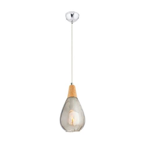 HOMEMANIA Lampe à Suspension Rain Chandelier - de Plafond - Gris en Bois, Verre, 16 x 16 x 120 cm, 1 x E27, Max 40W