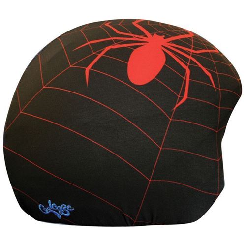 Housse de casque fantaisie - Coolcasc - Ccar - Fond noir avec une araignée et sa toile rouge - Taille unique