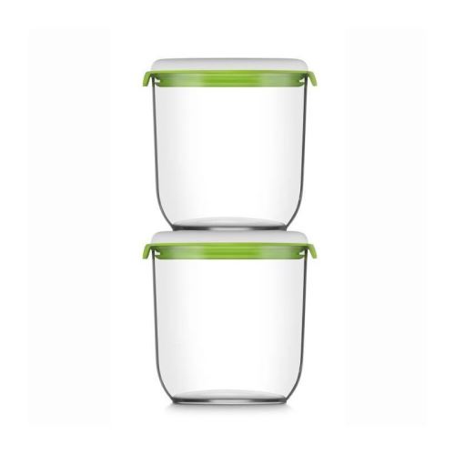 FOSA Lot de 2 récipients de mise sous vide alimentaire 21350 1350ml blanc et vert