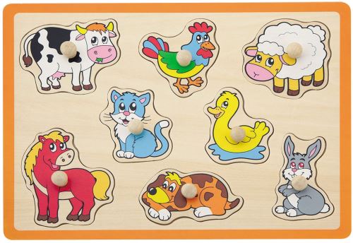 Jouéco puzzle forme animaux de la ferme 8 pièces orange