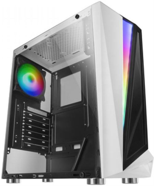 Boîtier LED RGB Mars Gaming MCLW Blanc Ventilateur 12cm Verre Trempé