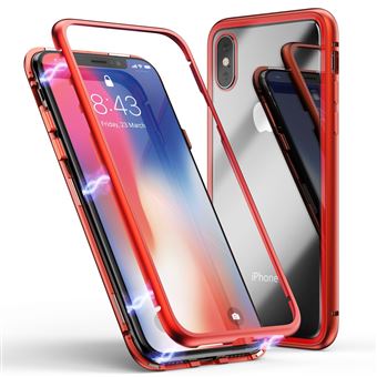 Coque pour Apple iPhone XR - Coque Magnétique Rouge Verre Trempé - Housse Etui 360 Intégral Full Protection Métal Film Vitre Ecran Ultra Résistant ...