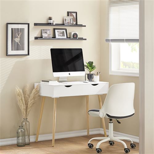 SoBuy® FWT40-WN Table de Bureau Informatique Secrétaire Table Plan de travail avec 2 tiroirs
