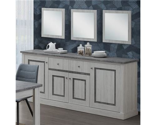 Buffet 220 cm couleur chêne clair et gris EMMETT