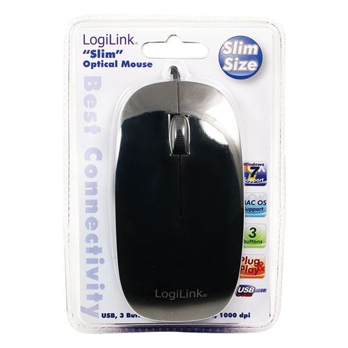 LogiLink Slim - souris - USB - noir