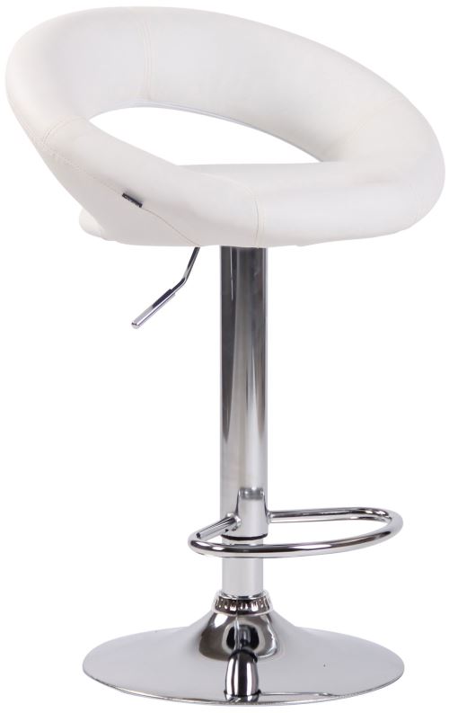 Tabouret de bar Olinda en Similicuir - Hauteur réglable - Pivotant - Piètement Métal chrome - Couleur Blanc
