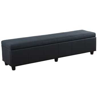Banc Banquette Kriens Xxl 180x45x45cm Similicuir Noir Mat